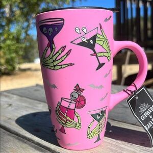 Pink Halloween Skeleton Hand Mug @ 10 oz